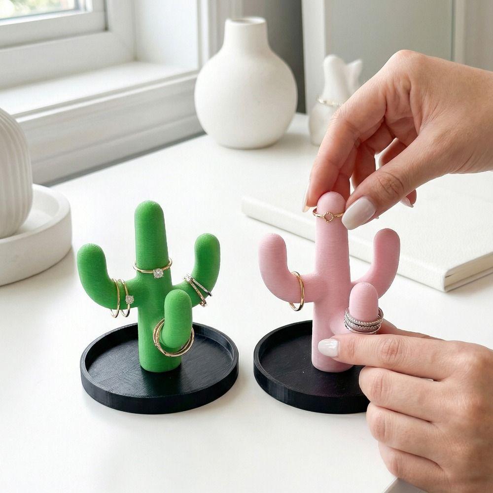 Creative Cactus Ring Holder Funny Cactus Trinkets Plate Jewelry Storage Tray Home Ornaments