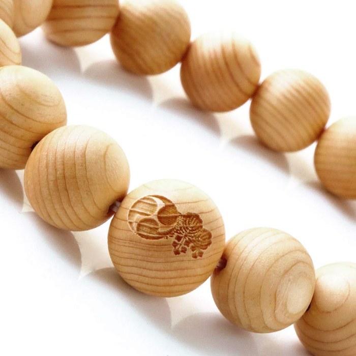 [GOLD STONE] Koyasan Family Crest Bracelet, Koyasan Chumon Hinoki, with Hinoki Wood Box, World Heritage Site Kongobuji, Natural Stone,
