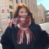 2025 Korean imitation cashmere scarf women's autumn and winter high-end warm shawl cute versatile plaid scarf