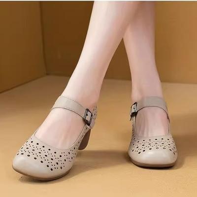 Summer Retro Hollow Doudou Single Shoes Women's New Spring and Summer Round Head Flat-soled Sandals Shallow Mouth Soft-soled Single Shoes