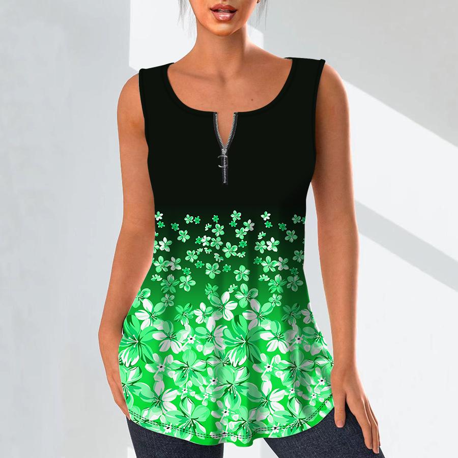 Cămăși cu decolteu în V de modă pentru femei Topuri ocazionale Tricou pentru femei 3D roșie cu imprimeu cu flori mici Bluză de dimensiuni mari Bluză fără mâneci