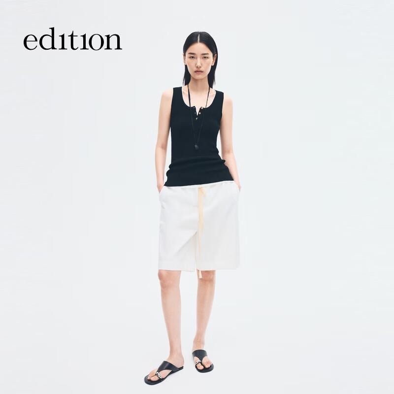 Edition Women's Summer Silk Cotton Linen U-neck Knit Vest