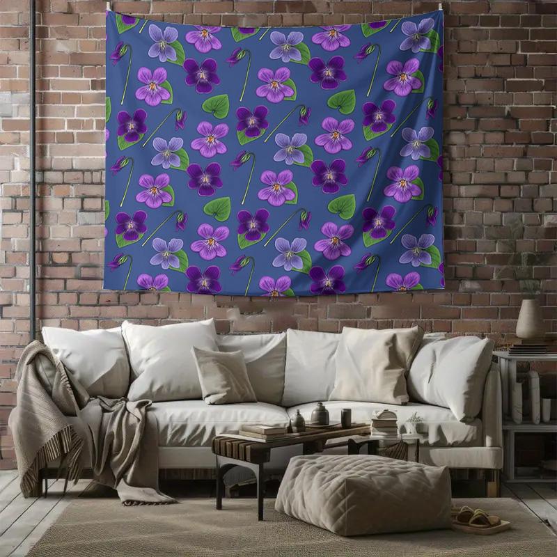 Floral Tapestry Wall Hanging Botanical Flower Pattern Decor Aesthetic Room Divider Nature Inspired Dorm Room Backdrop Vintage Vi