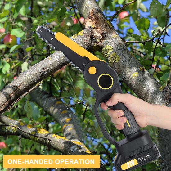 2-in-1 Cordless Pole Saw & Mini Chainsaw, Brushless Electric Chain Saw with 2 x 2.0Ah Battery, 4.9-7.5ft Adjustable Pole Saw for Tree Pruning