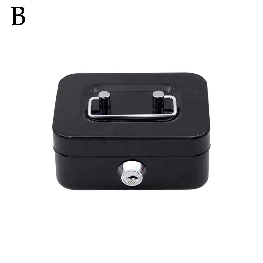 Портативная металлическая кассовая коробка с замком-ключом, сейф для денег, копилка, маленькая прочная коробка для хранения монет для детей чёрный