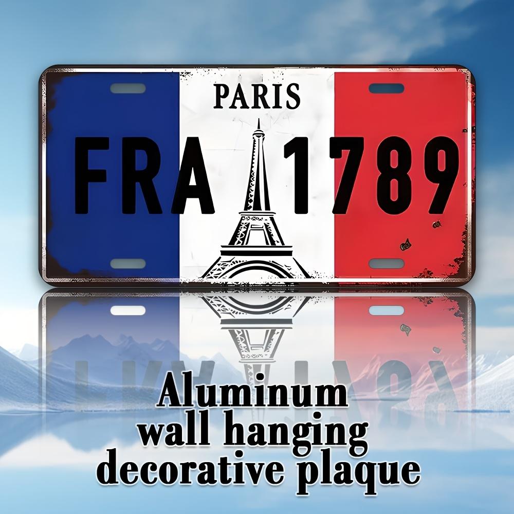 Vintage Paris Aluminium Kennzeichen Wandkunst xinch Eiffelturm Design in Blau Weiß und Rot vintage Metalloberfläche m