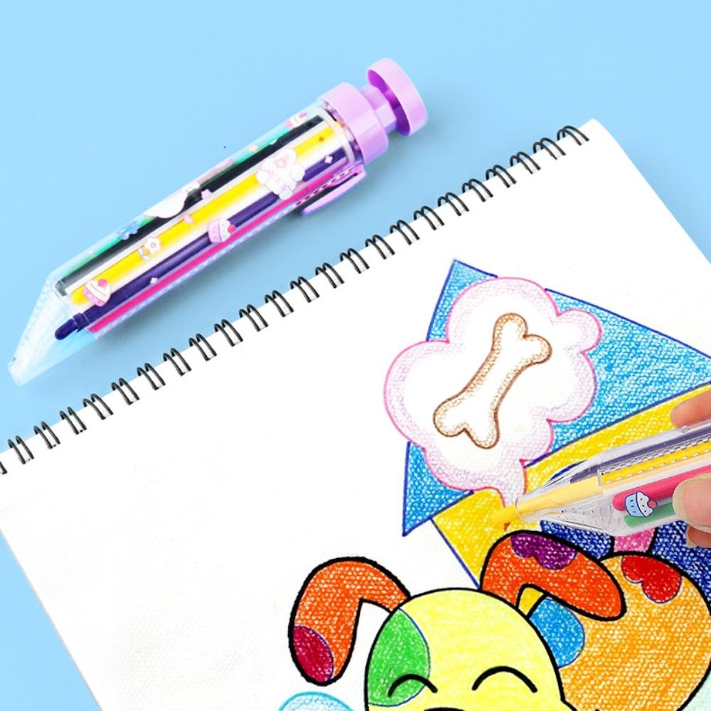 1Pc 8 In 1 Multicolor Crayons Creative Push Style DIY Replaceable Oil Pastel Colored Pencil for Kids Graffiti Painting Tools