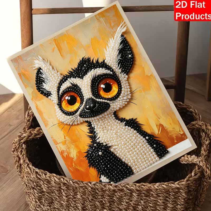 Pearl Painting Diy Sticky Diamond Creative Black White Big Eye Cat Diamond Painting Kit Living Room Hanging Painting