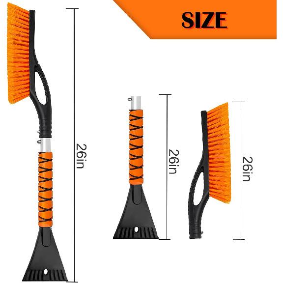 Snow Brush & Ice Scraper, 27 Inch, Ice Scrapers for Car Windshield, Detachable Snow Removal Tool with Ergonomic Foam Grip for Cars, Trucks, Suvs