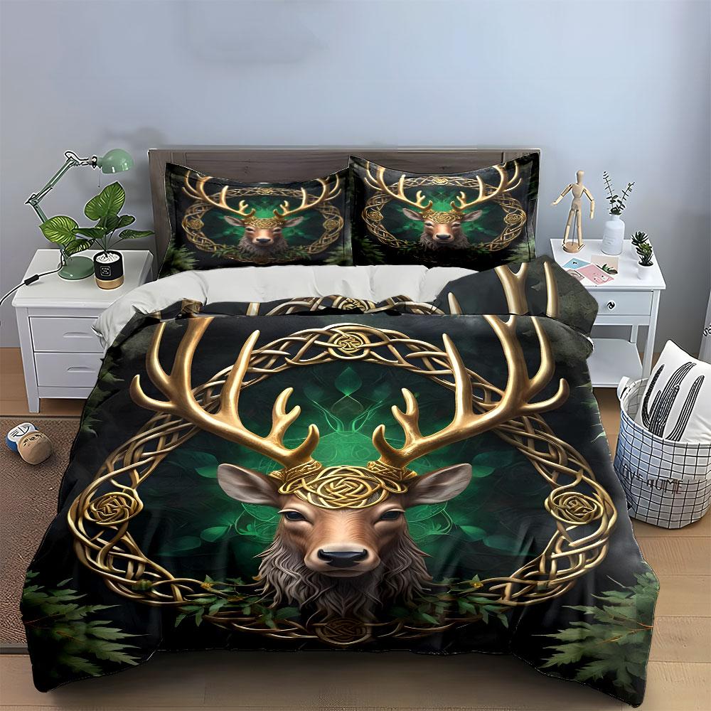 Elegant Deer Three-Piece Art Set Kid'S And Adults' Bedroom Decor, Exquisite Three-Piece Bedding Set Gift