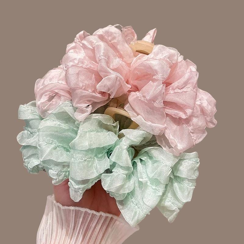 Korean Bubble Bow Claw Clip For Women Hairgrip Elegant Chiffon Hair Clip Crab Barrettes Bowknot Ponytail Clip New Headdress Accessories