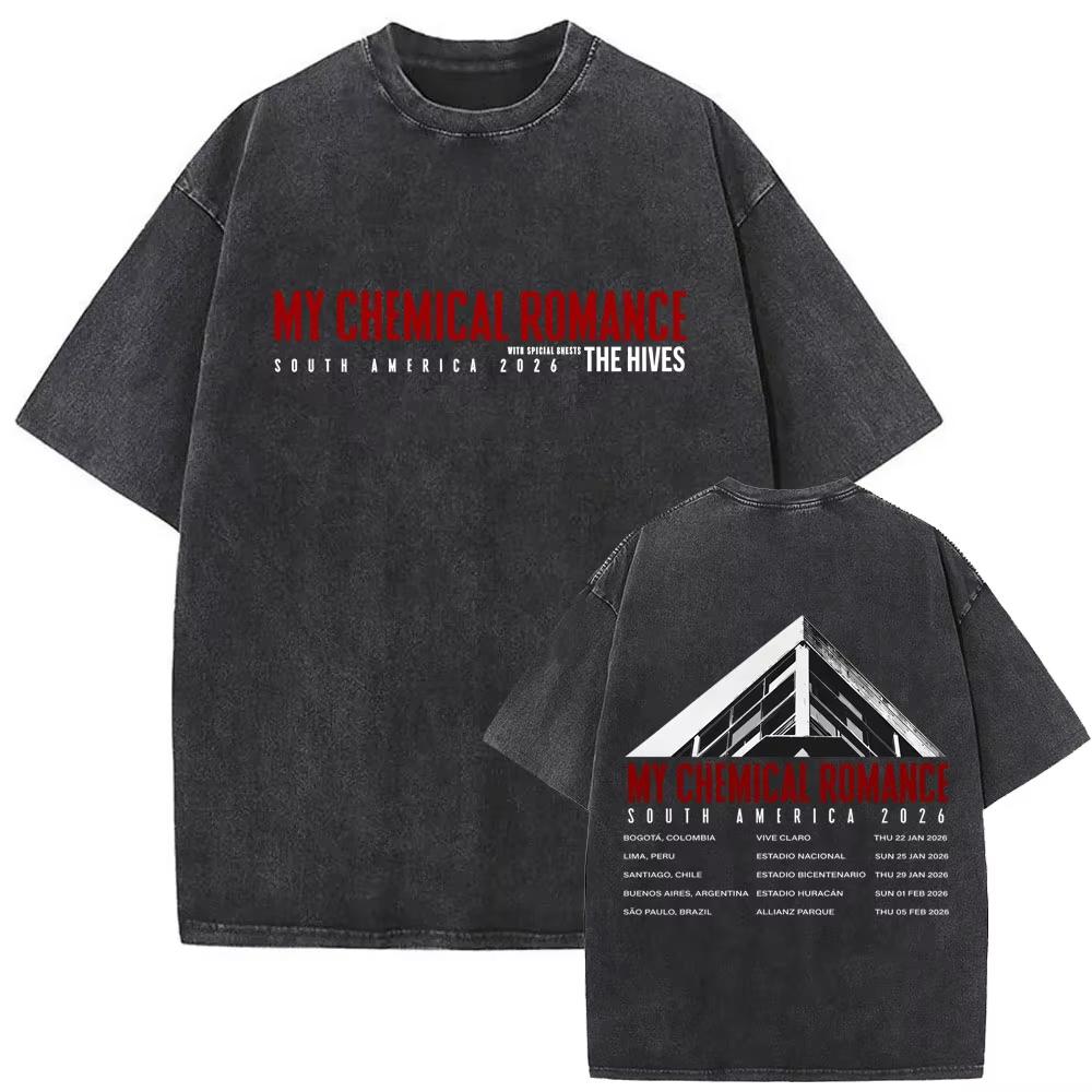 Washed Vintage Rock Band My Chemical Romance The Black Parade Tour  Tshirt Mens Women Fashion Punk Emo Oversized T Shirts