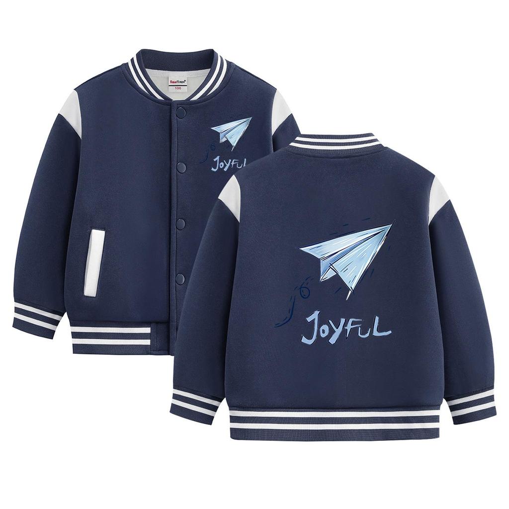 Kids' Autumn/Winter Baseball Jacket - Boys' & Girls' Medium/Large Plus Velvet Spring/Fall/Winter Outerwear