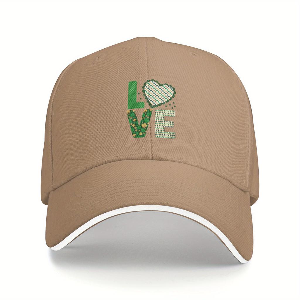 Love St Patrick Day Heart Print Baseball Cap Polyester Casual Adjustable Adult Hat