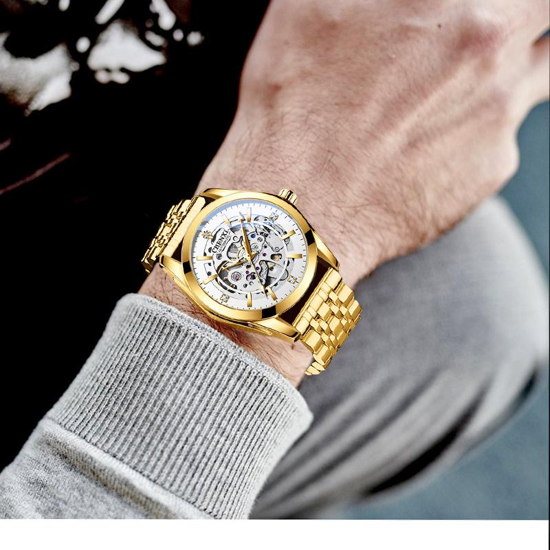Mens Watches Fashion Luxury Hollowing Automatic Mechanical Watch Waterproof Luminous Watch For Man
