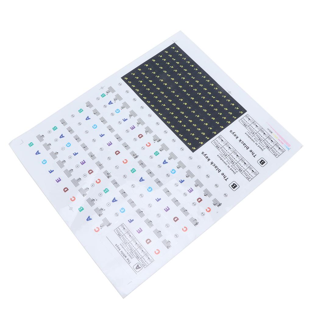 Piano Keyboard Stickers Colourful Scale Staff Decals Transparent Removeble for Synthesizer