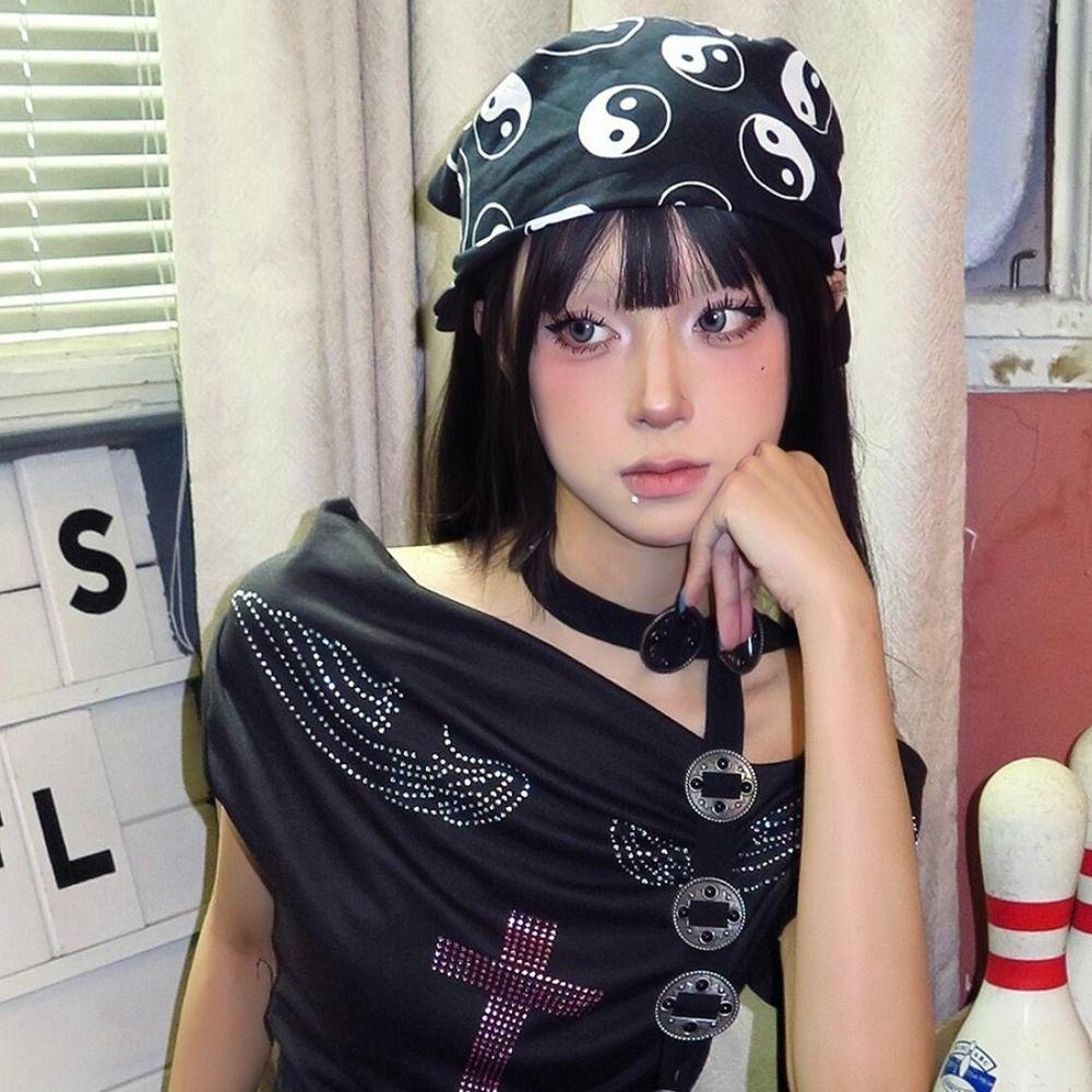 Star Leopard Print Headscarf All-match Punk Bandana Retro Y2k Print Turban  Spice Girls