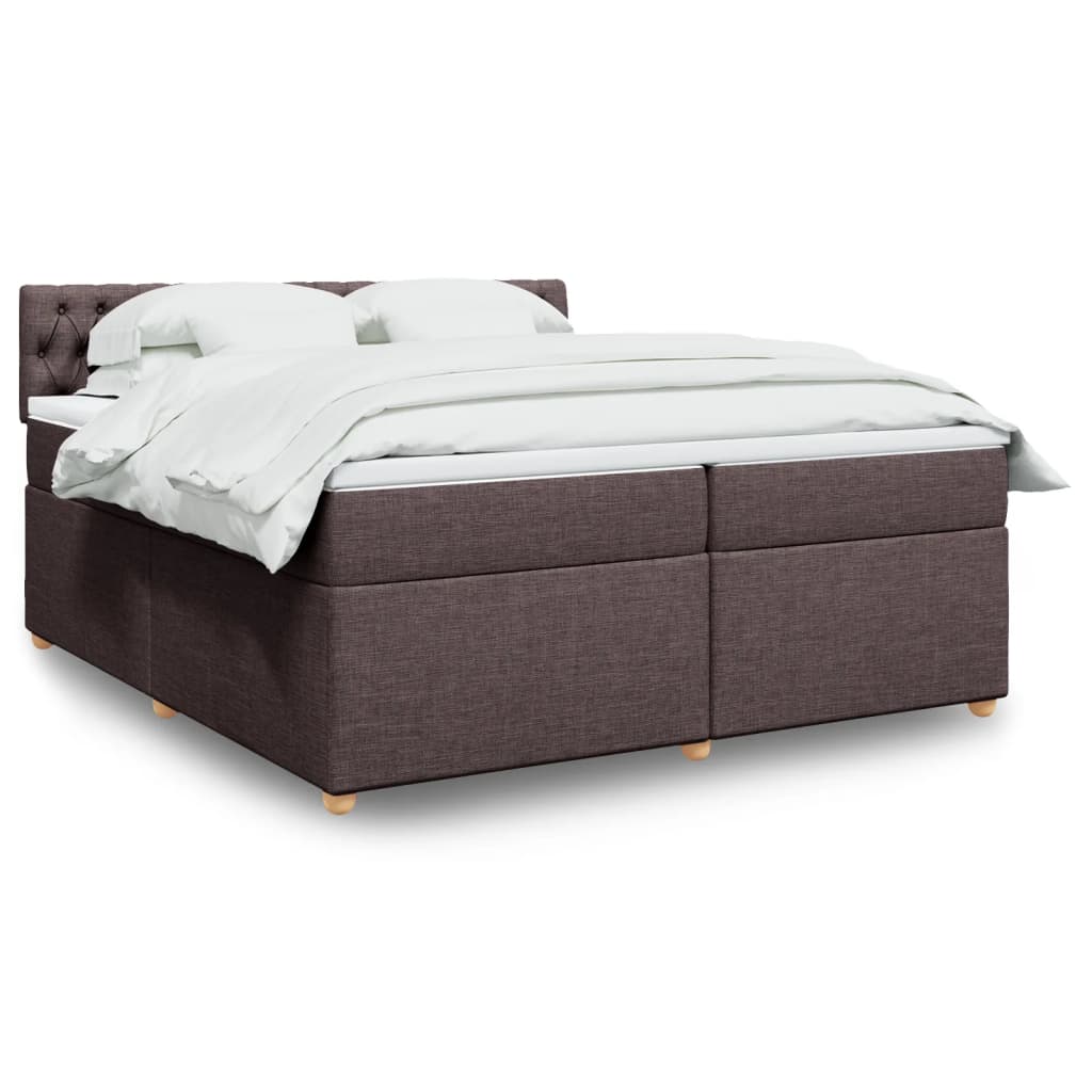 Box Spring Bed with Mattress Dark Brown 200x200 Cm Fabric