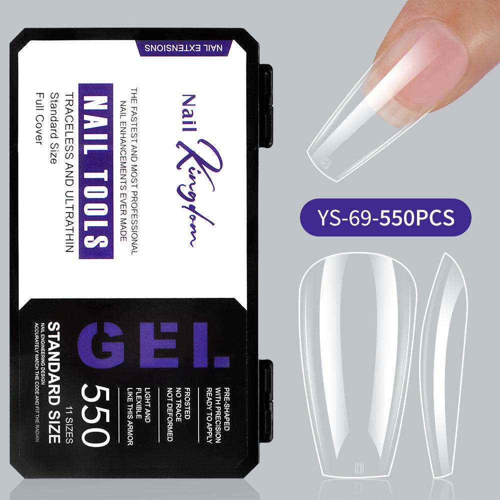 550-Piece Box of Transparent Short Square Nail Tips – Trapezoidal Full and Half Stick, Thin and Durable for Nail Art