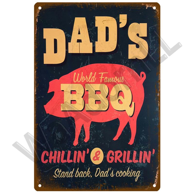BBQ Zone Metal Sign Vintage Tin Sign Dad`s BBQ Yard Outdoor Party Decoration Plate Retro Barbecue Rules Slogan Decor Accessories