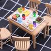 Realistic Miniature Wooden Dining Table and Chair Set For Crafting Miniature Scene And Dollhouses Display Accessories