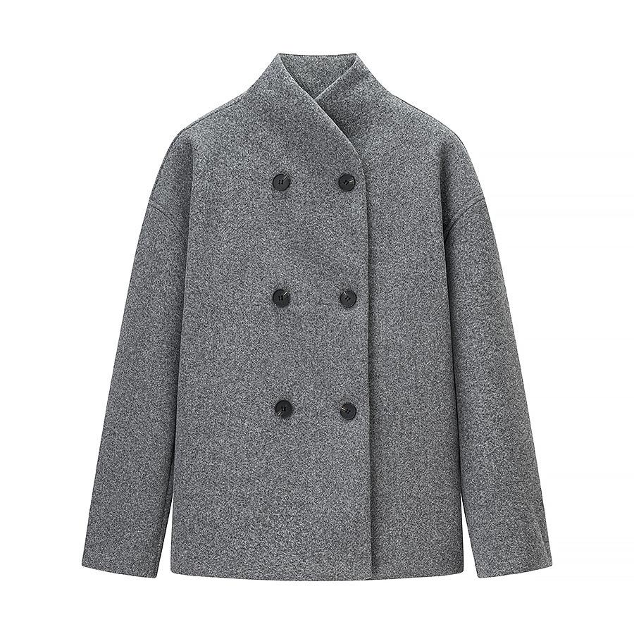 Women'S Autumn And Winter Fashionable Two-Color Woolen Coat