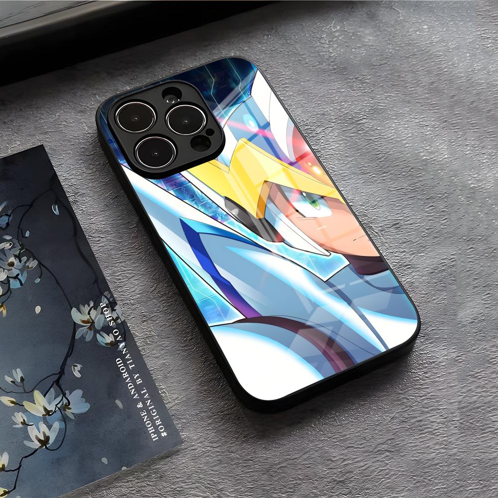 R-Rockman M-Megaman Cool Phone Case For IPhone 17 Air 16 E Pro Max 15 14 13 Mini 12 Pro 11 Max Plus Black Glass Cover