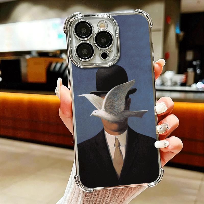 Rene Magritte Art Soft Phone Case For iPhone 15 16 17 Air 14 Pro Max 16E Plus 13 12 Mini Plating Anti-Fall Fundas