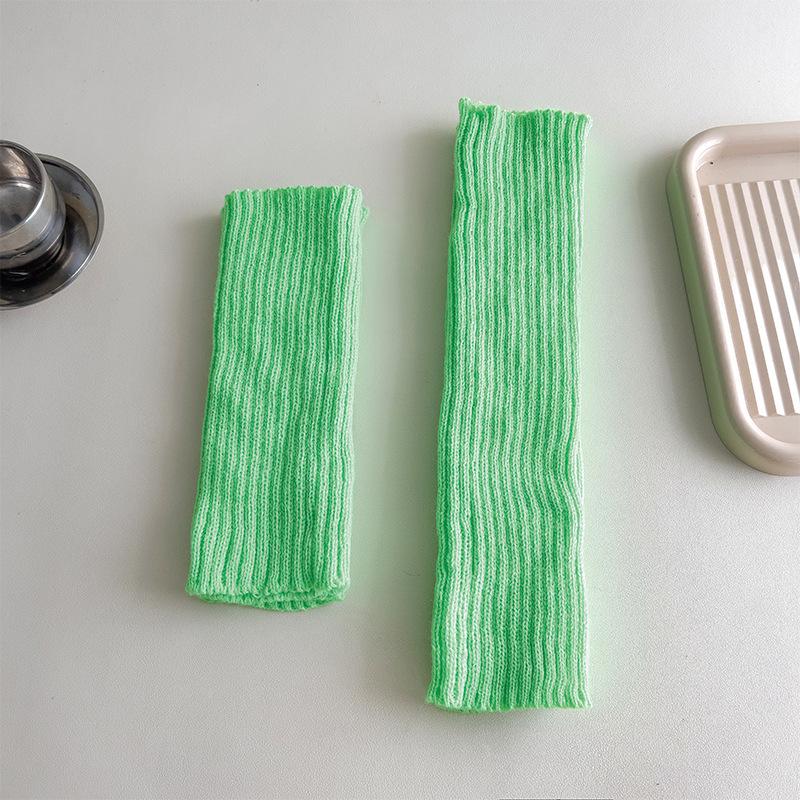 Socks Cover Stacking Socks Horizontal Machine Knitted Wool Solid Color Vertical Strip Leg Warmer Y2K Winter Leg Guard Socks