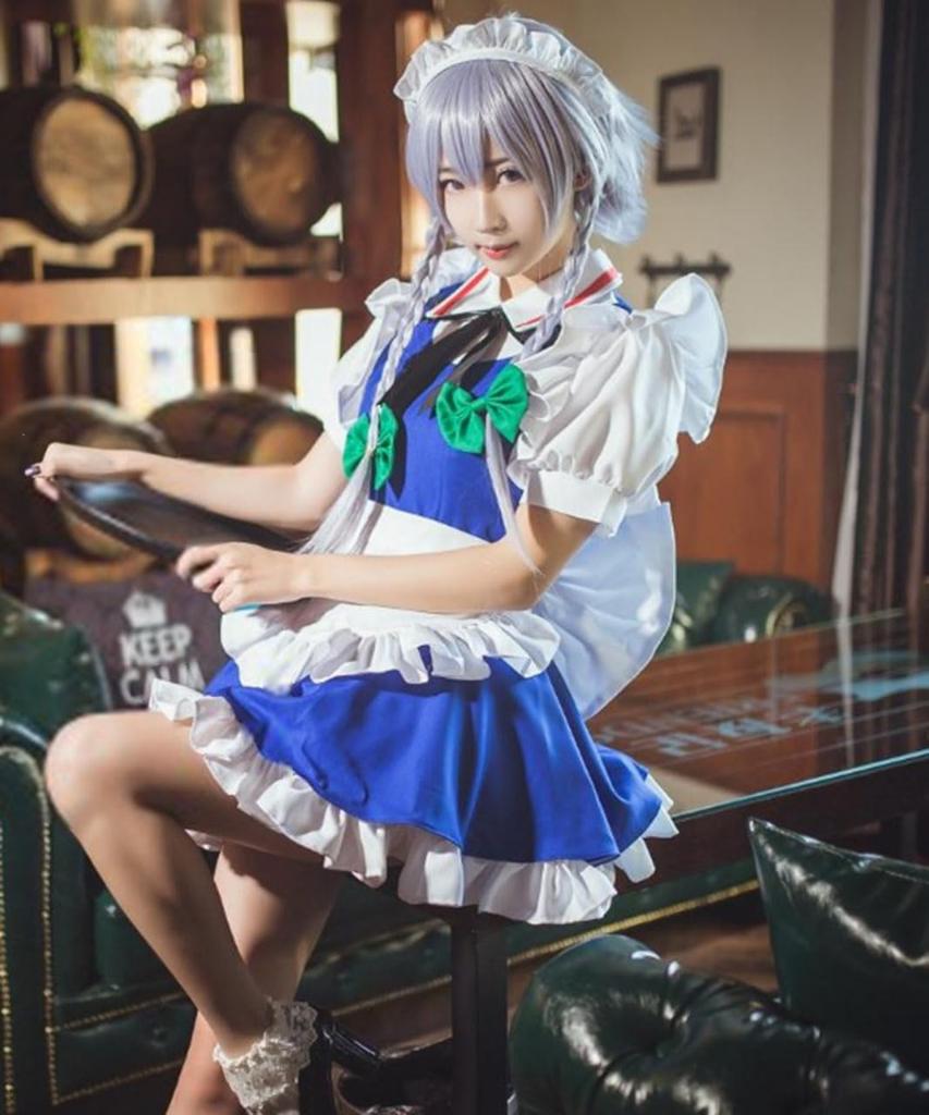 [Milky Time] Sakuya Izayoi Cosplay Wig (Large) from Touhou Koumakyou (Touhou Sakumakyo) - Anime Costume with Watch, Halloween Item