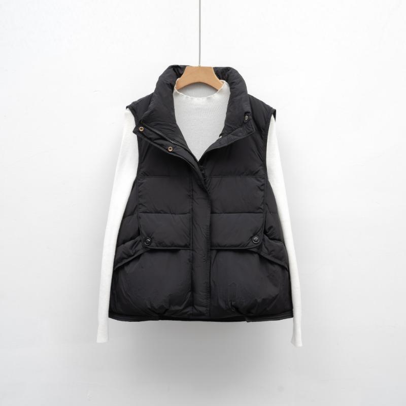 Høst og vinter dunjakke uten ermer termisk ståkrage enkel allsidig andedunsjakke damejakke vinter
