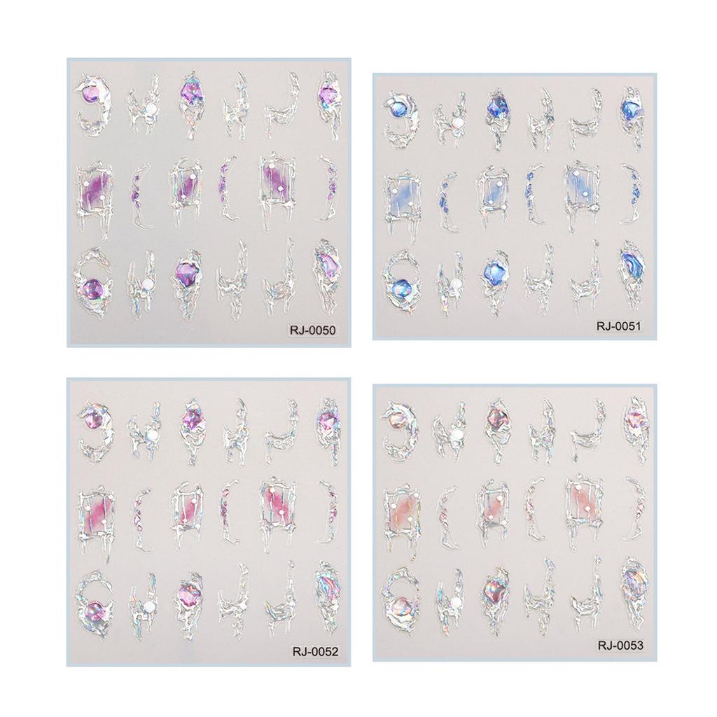 5D Präglade Nagelkonstklistermärken Diamantdesign Nageldekaler Självhäftande Nageldesignklistermärken för Nagelkonstdekorationer