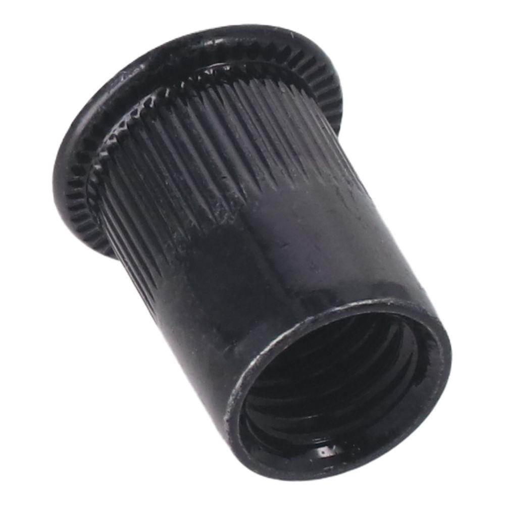 20Pcs Carbon Steel Zinc-Plated Threaded Insert Nut Black Knurled Nuts High Quality Flat Head