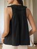 Women's Boho Ruffle Tank Top Peter Pan Collar Eyelet Button Sleeveless Top