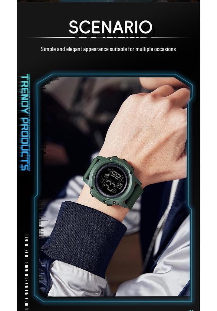 Sanda Wasserdichte Leuchtende Sport-Armbanduhr für Herren - Einfache Multifunktionale Elektronische Uhr