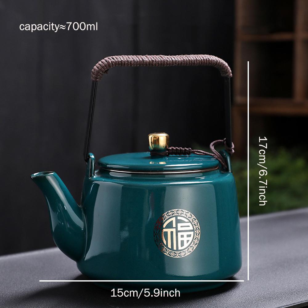 Chinese Ceramic Teapot, Ancient Rhyme Handheld Pot for Brewing Tea, Tea Infuser, Household Tea Kettle, Kung Fu Tea Set, 700ml