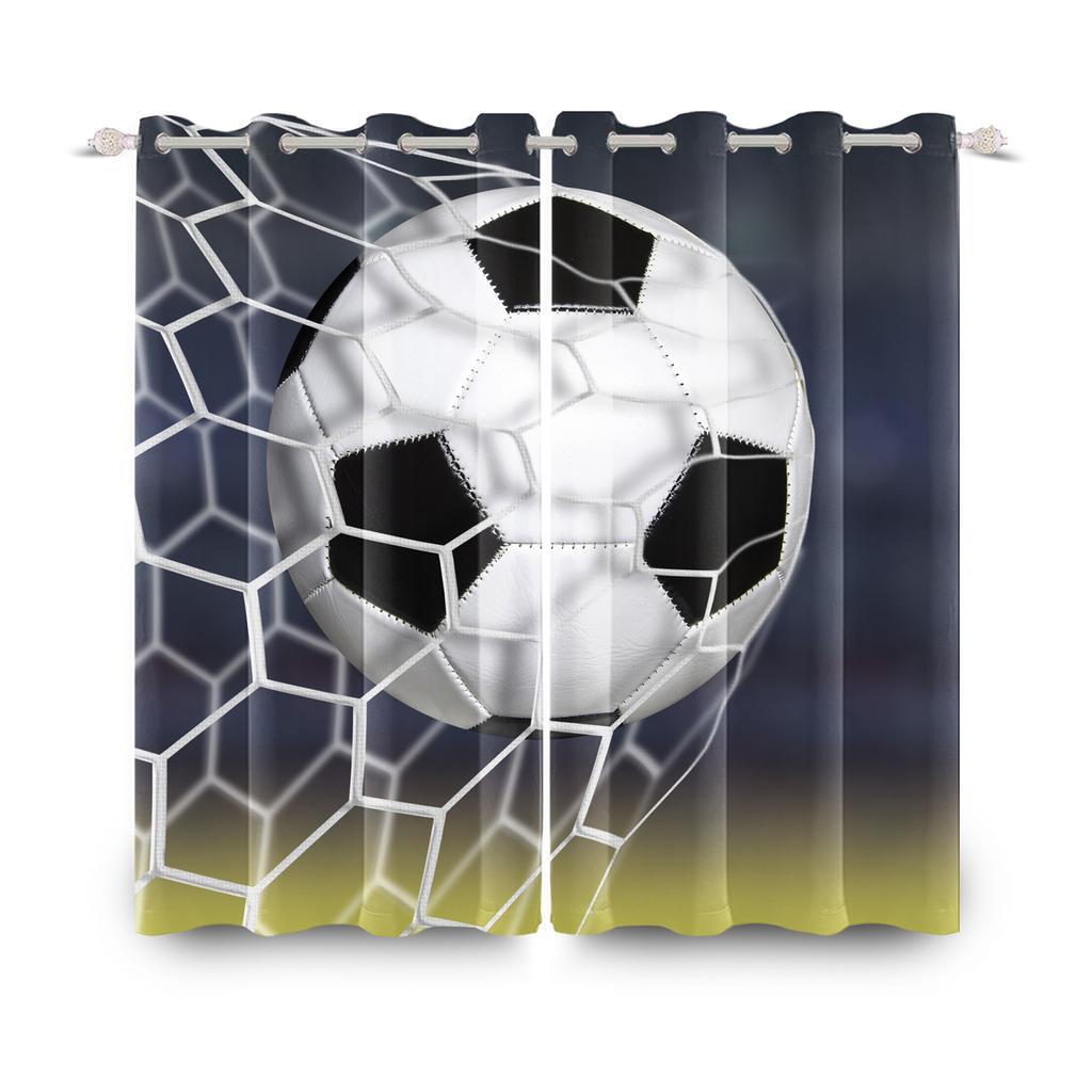 Football Soccer Theme Blackout Curtains Modern Sporty Design 2 Pcs Curtain For Bedroom Thermal Insulated Room Darkening Drapes