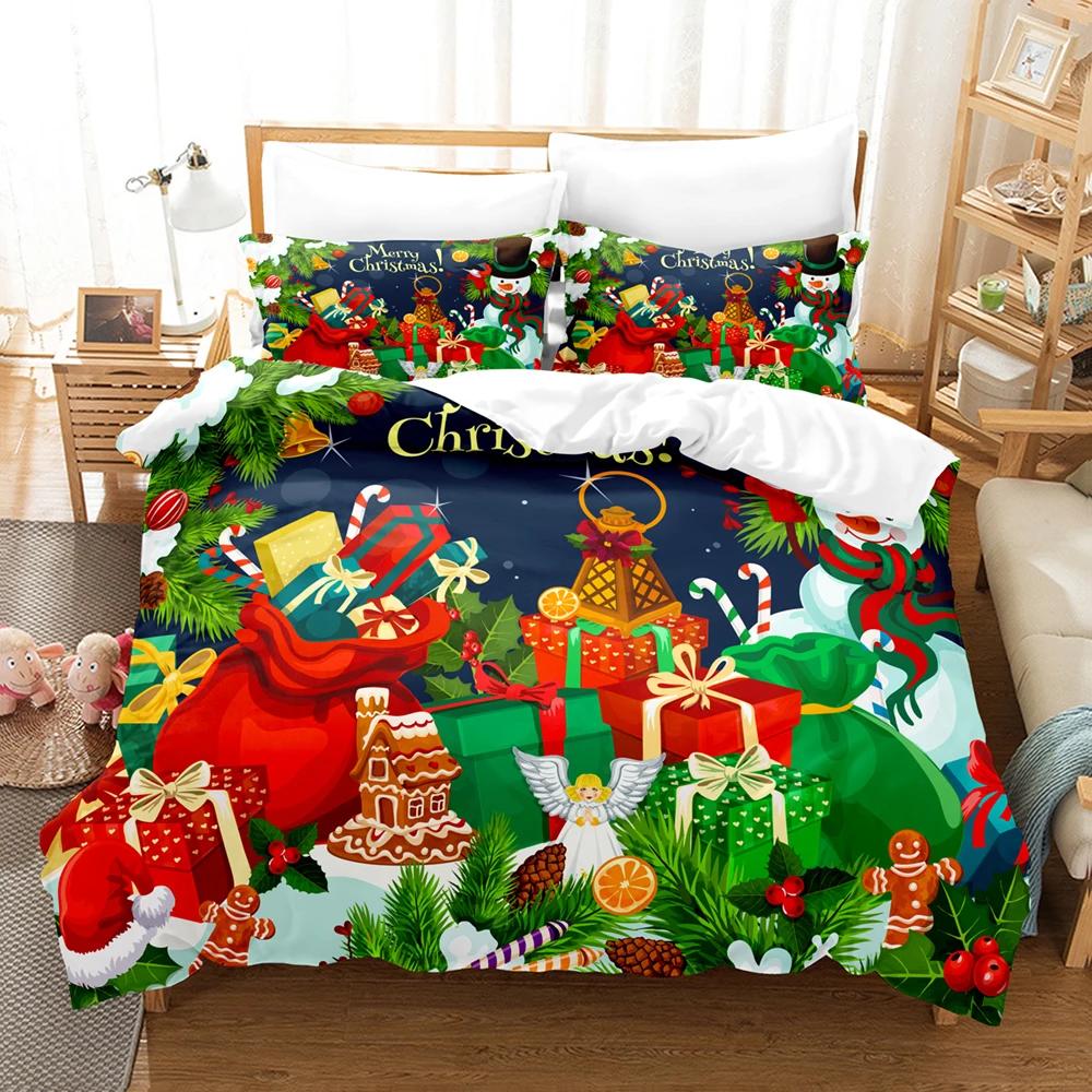 Set de lenjerie de pat de Crăciun cu zăpadă 3d Seturi de huse de pilotă Pătură Lenjerie de pat Decor Mărime Twin Queen King Single Lux Desen animat Cadou Cerb
