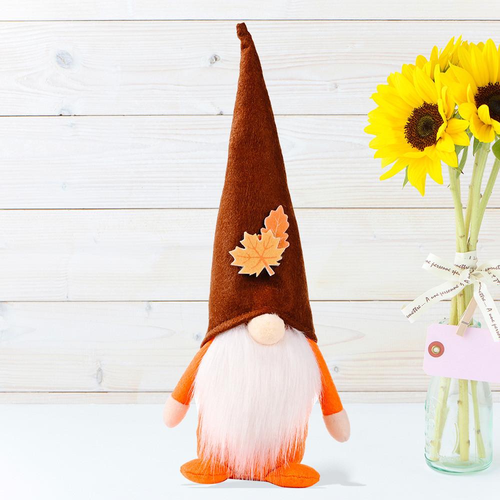 

Thanksgiving Cute Pumpkin And Maple Leaf Decorative Doll With Warm Colors For Fall Festivities Harvest Brown Hat