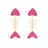 Pinkdudu Vintage Exaggerated Fish Bone Zinc Alloy Earrings Drip Oil Drop Earrings Women Jewelry PD2390