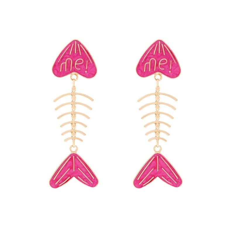 Pinkdudu Vintage Exaggerated Fish Bone Zinc Alloy Earrings Drip Oil Drop Earrings Women Jewelry PD2390