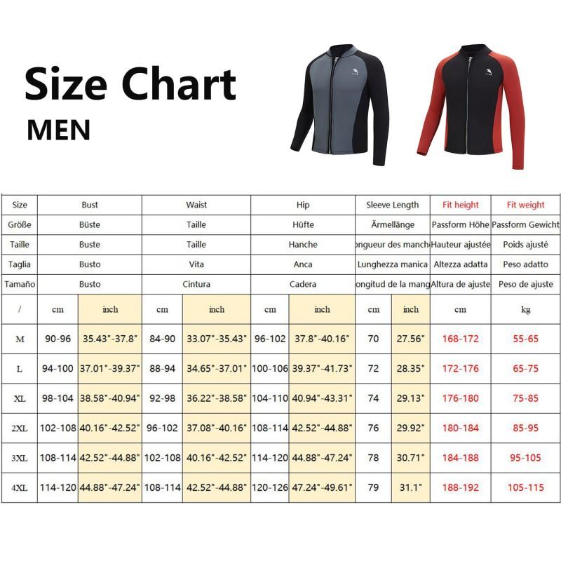Mens 2mm Long Sleeve Wetsuit Top Scuba Diving Snorkeling Surfing Fall Warmth Thermal Protection