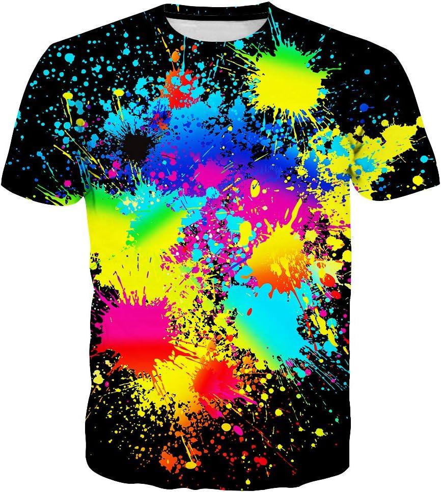 T-shirt Estiva da Uomo in Poliestere 3D Asciugatura Rapida Traspirante Manica Corta T-shirt Casual Colore Tie Dye T-shirt Estiva
