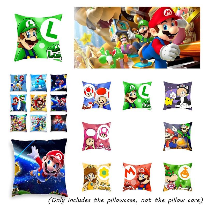 Super Mario Pillow Cover Mario-themed Short Plush Cushion Cover For Car Living Room Décor 45*45cm