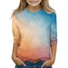 Print Tops For Youth Girls 5-16 Years Round Neck 3/4 Sleeves T-Shirts Trendy Tops Outfit Tees