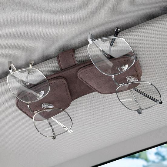 Car Glasses Clip Magnetic Double Clip for Car Sun Visor Easy Install Auto Sunglass Holder Organizer for SUV Sedan Truck Holds 2 Pairs Glasses Cards