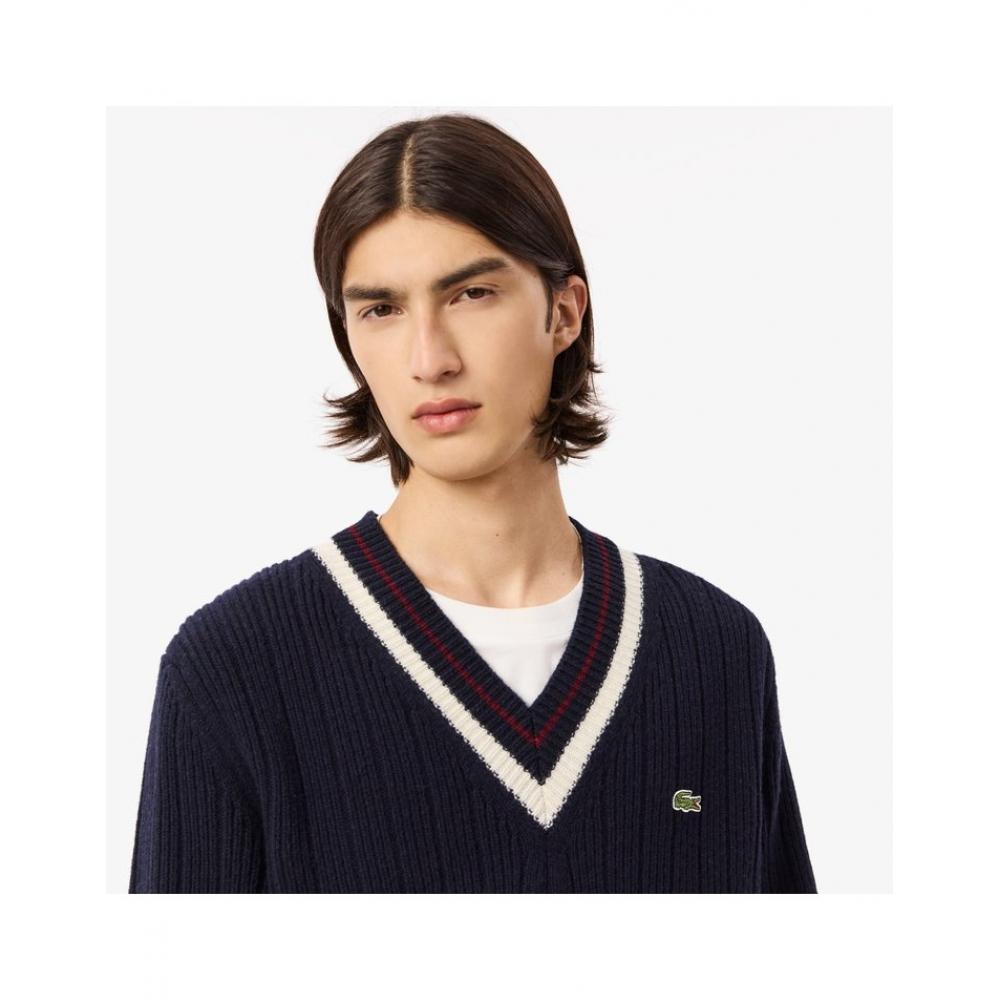 Lacoste Herren Tennis V-Ausschnitt Langarmpullover Ah3133 54n Qrn