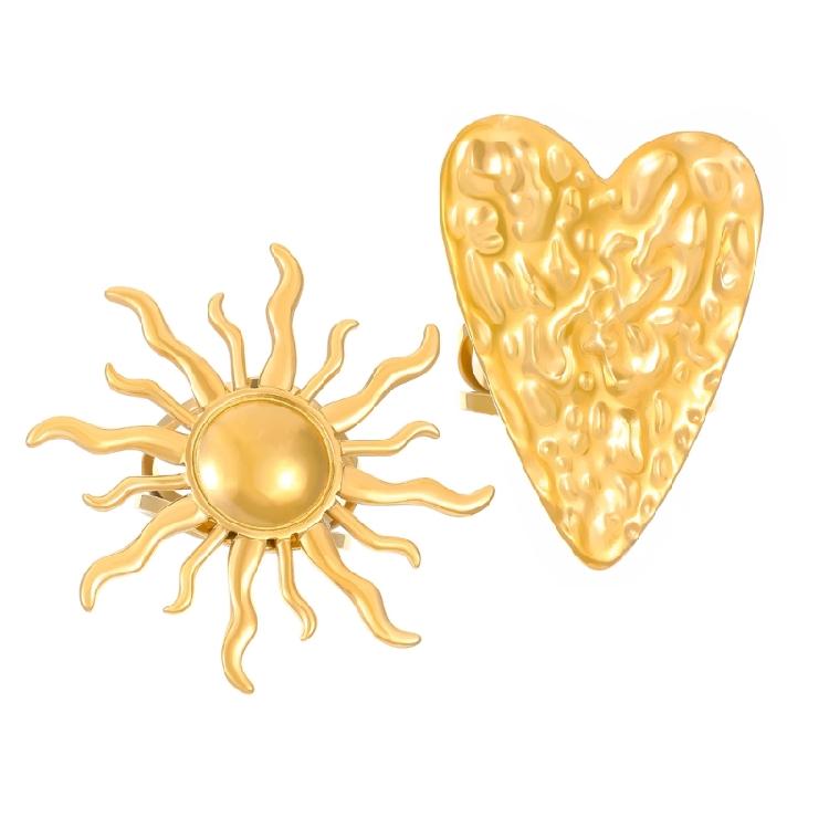 Simple Rings Adjustable Rings Sun/Heart Opening Rings Stainless Steel Texture Fashion Rings Suitable for Wedding Parties