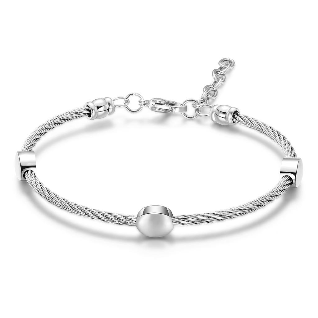 Bracciale Ins Elegante Rotondo in Acciaio al Titanio a Quattro Colori Bracciale con Perline in Filo d'Acciaio