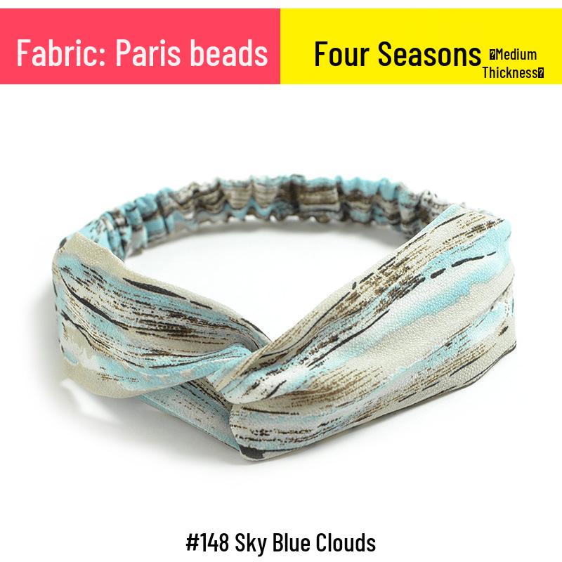 Koreanisches florales Chiffon-Elastik-Stirnband für Damen - Frischer Stil Haaraccessoire